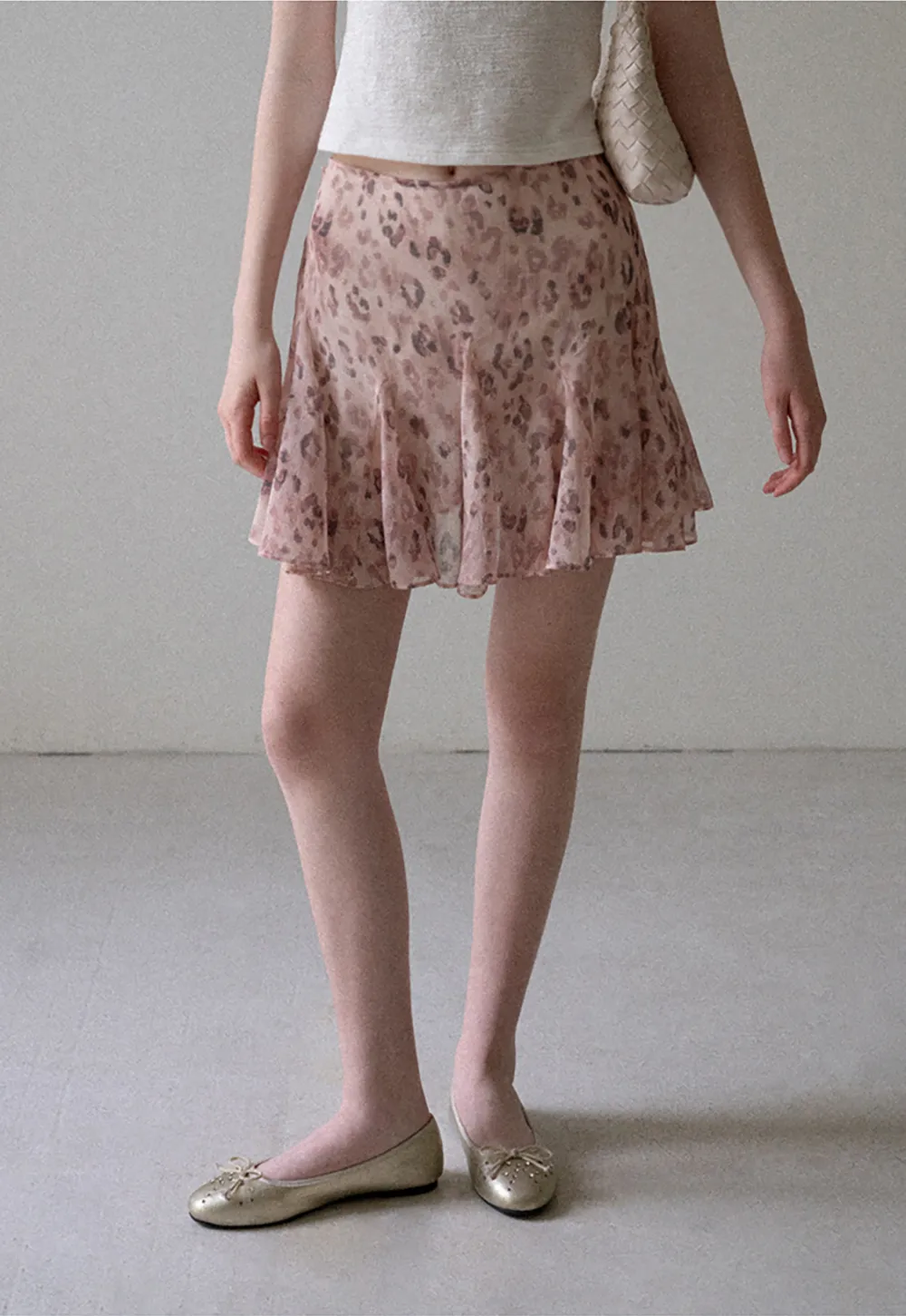 Leopard Print Ruffled Hem Skirt