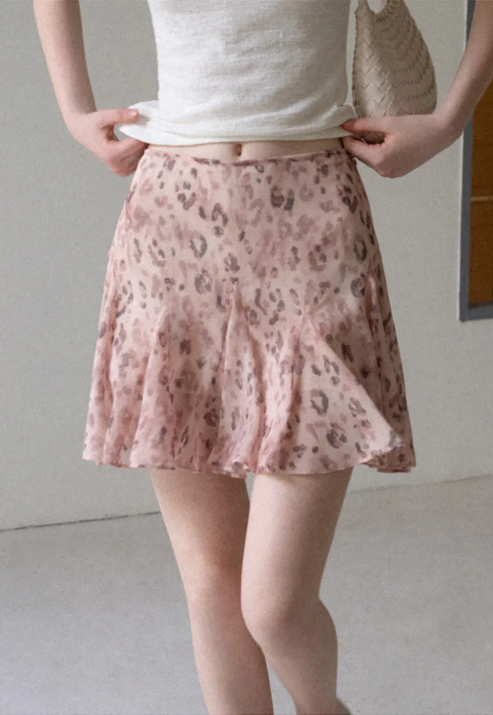 Leopard Print Ruffled Hem Skirt