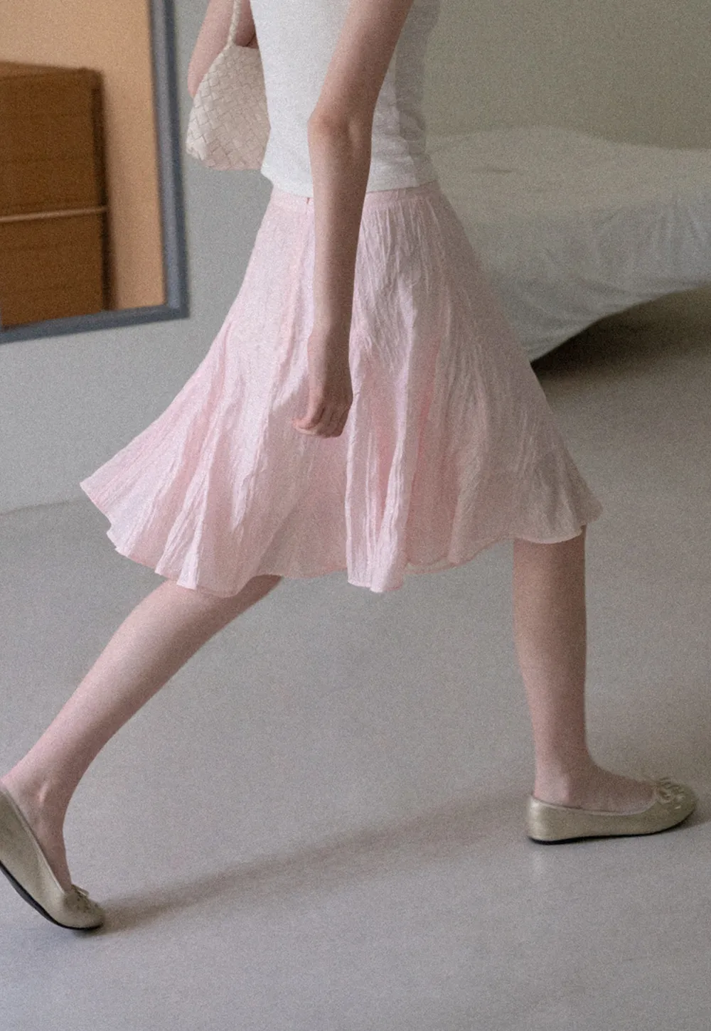 Crinkled Textured A Line Skirt