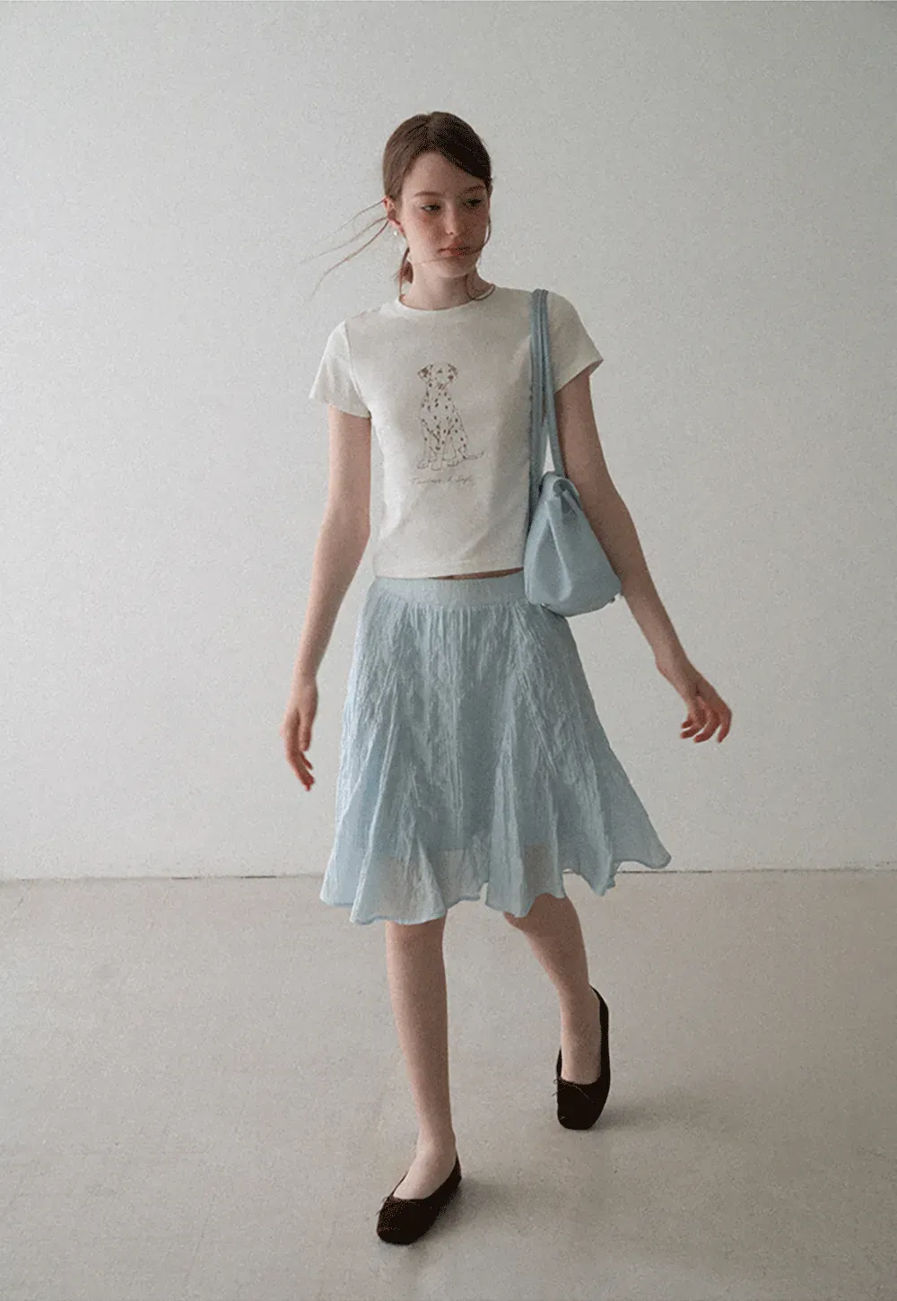 Crinkled Textured A Line Skirt