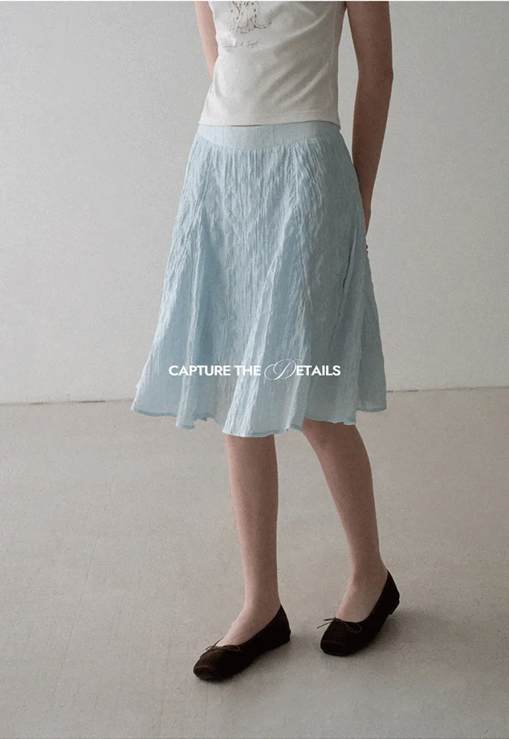 Crinkled Textured A Line Skirt