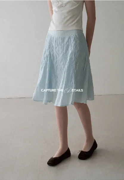 Crinkled Textured A Line Skirt