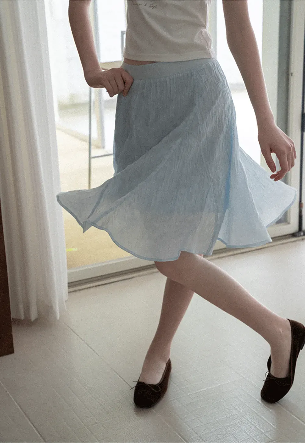 Crinkled Textured A Line Skirt