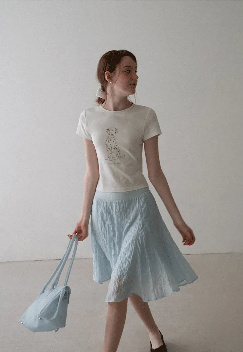 Crinkled Textured A Line Skirt