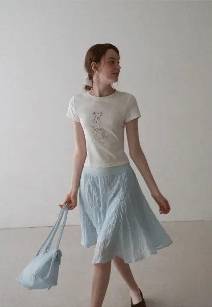 Crinkled Textured A Line Skirt