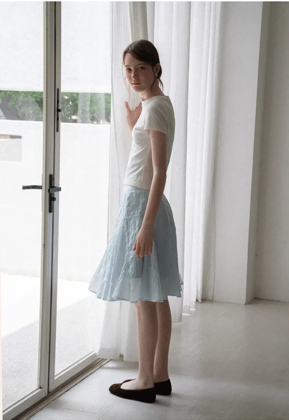 Crinkled Textured A Line Skirt
