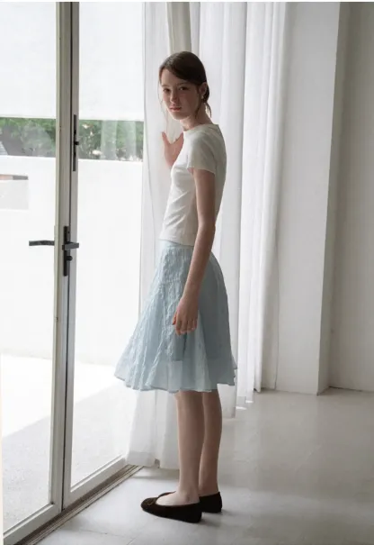 Crinkled Textured A Line Skirt