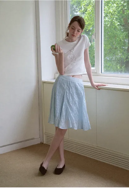 Crinkled Textured A Line Skirt