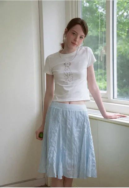 Crinkled Textured A Line Skirt