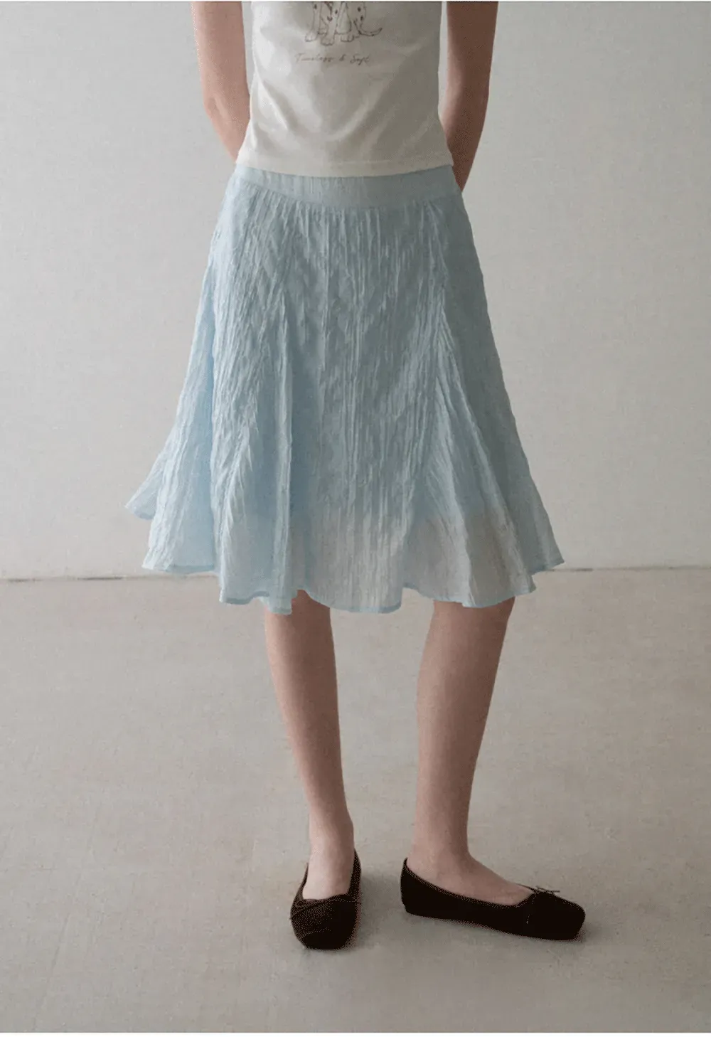 Crinkled Textured A Line Skirt