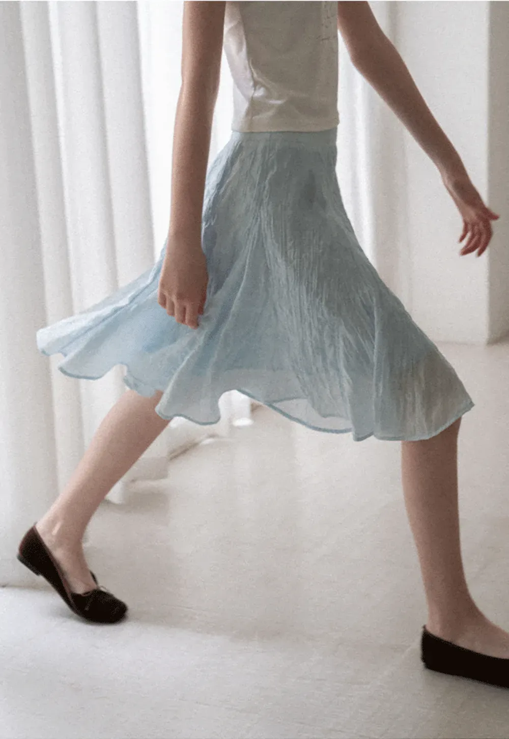 Crinkled Textured A Line Skirt