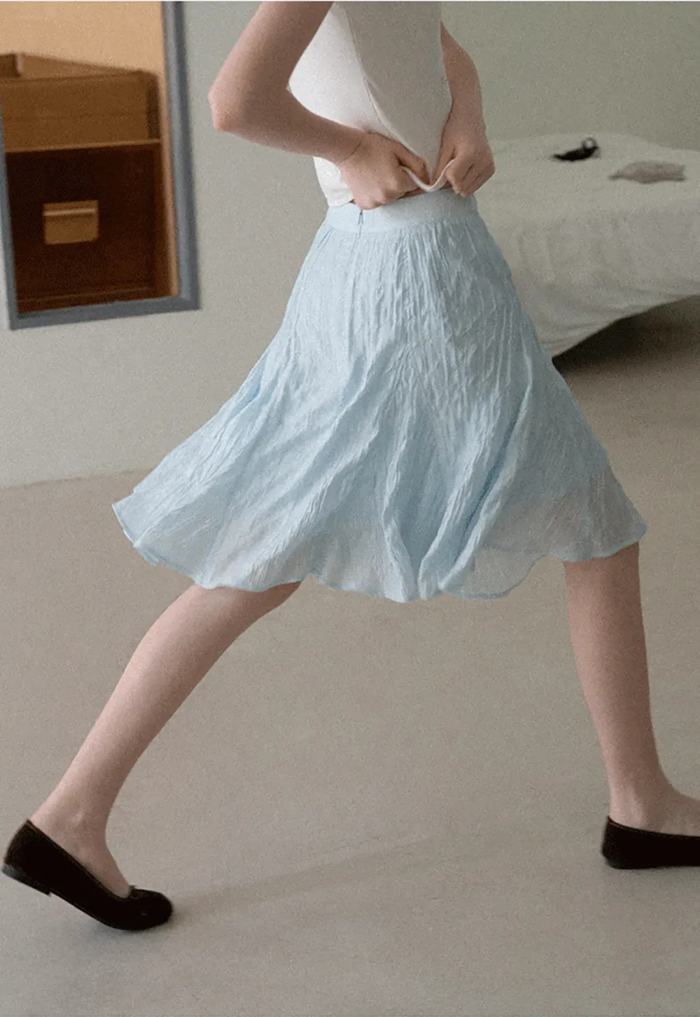 Crinkled Textured A Line Skirt