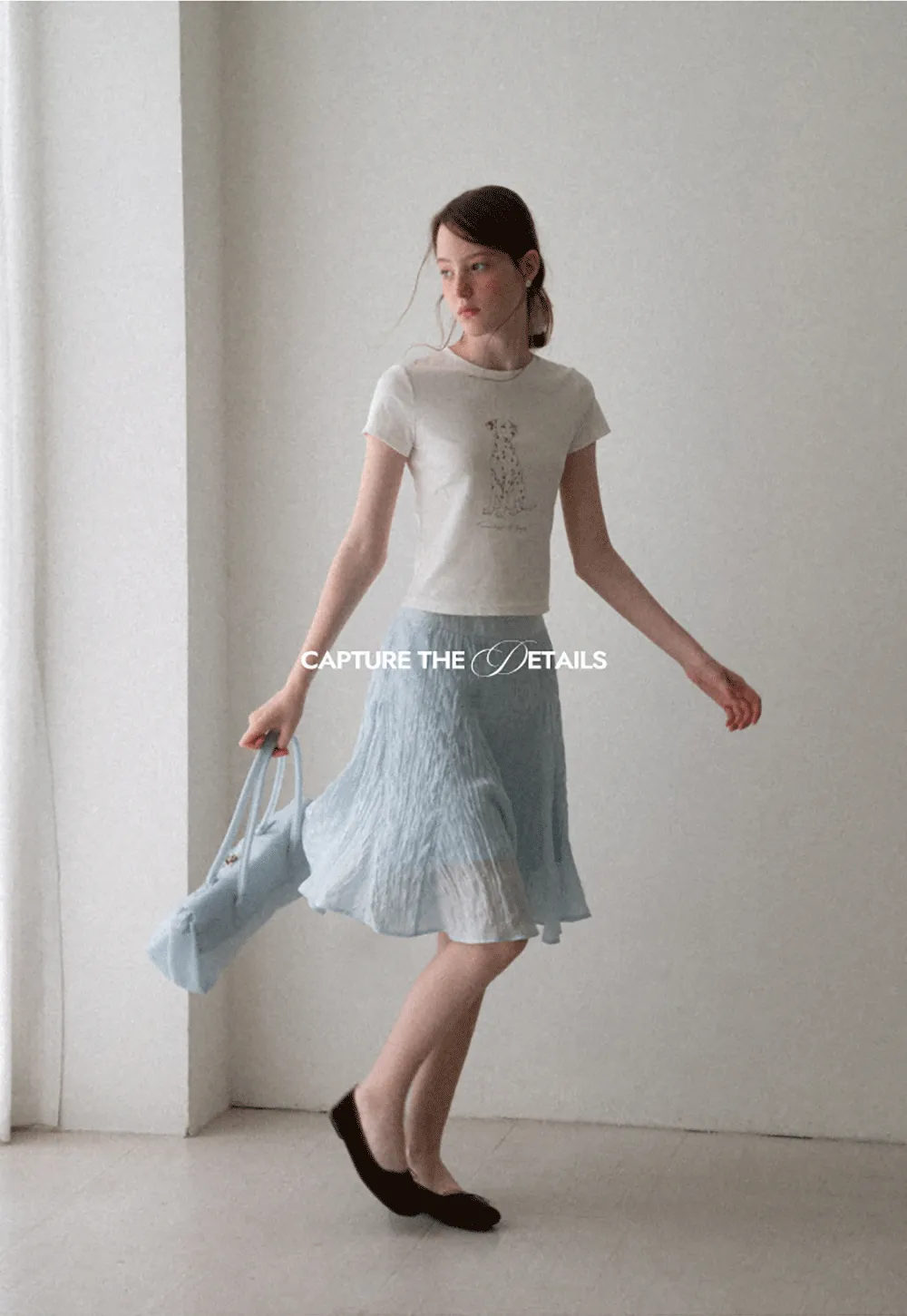 Crinkled Textured A Line Skirt