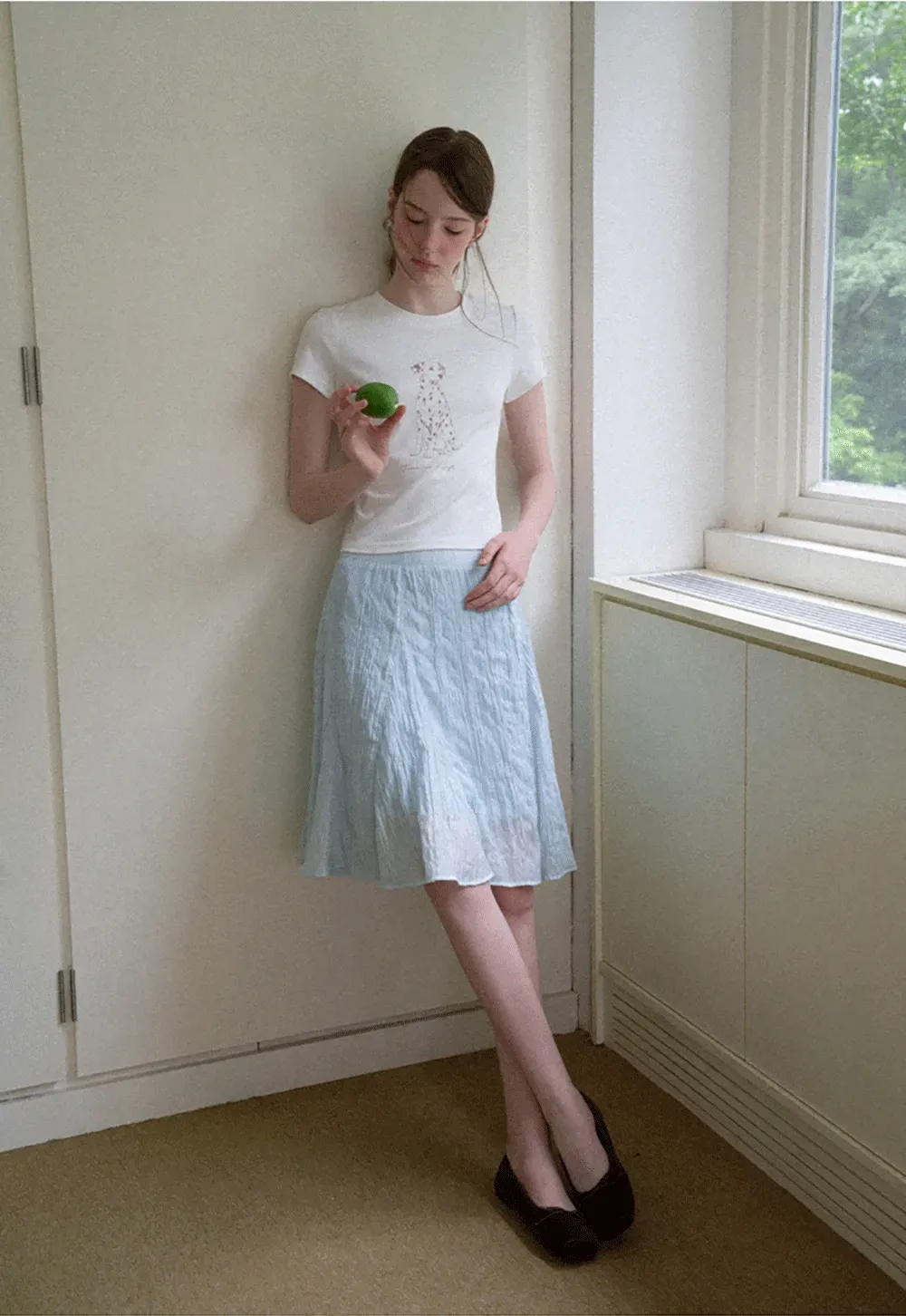 Crinkled Textured A Line Skirt