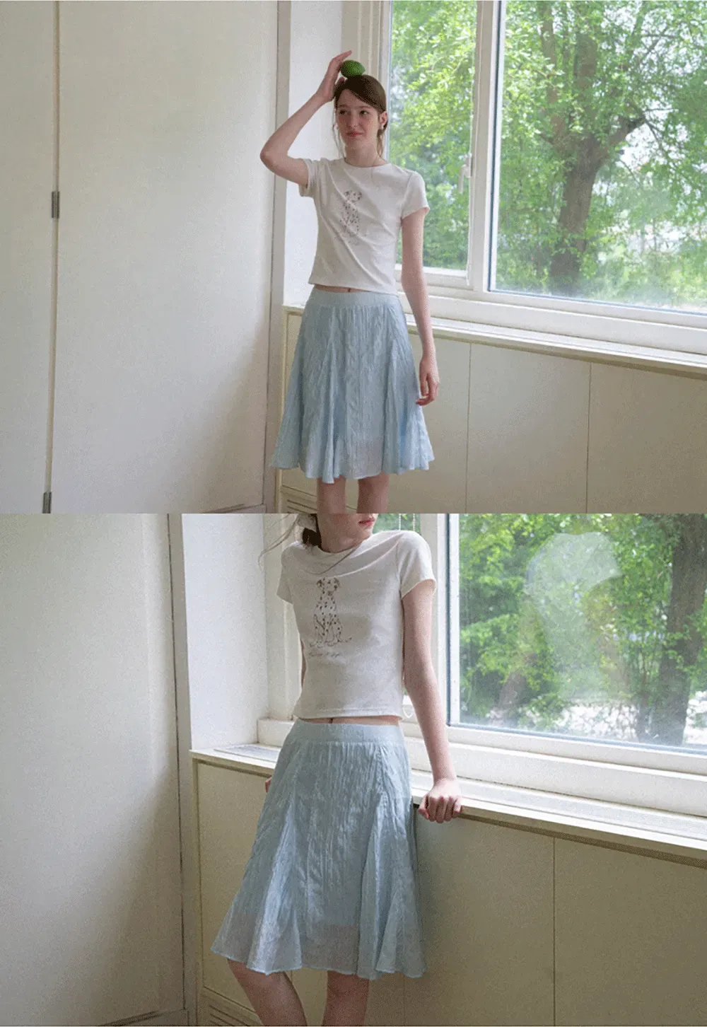 Crinkled Textured A Line Skirt