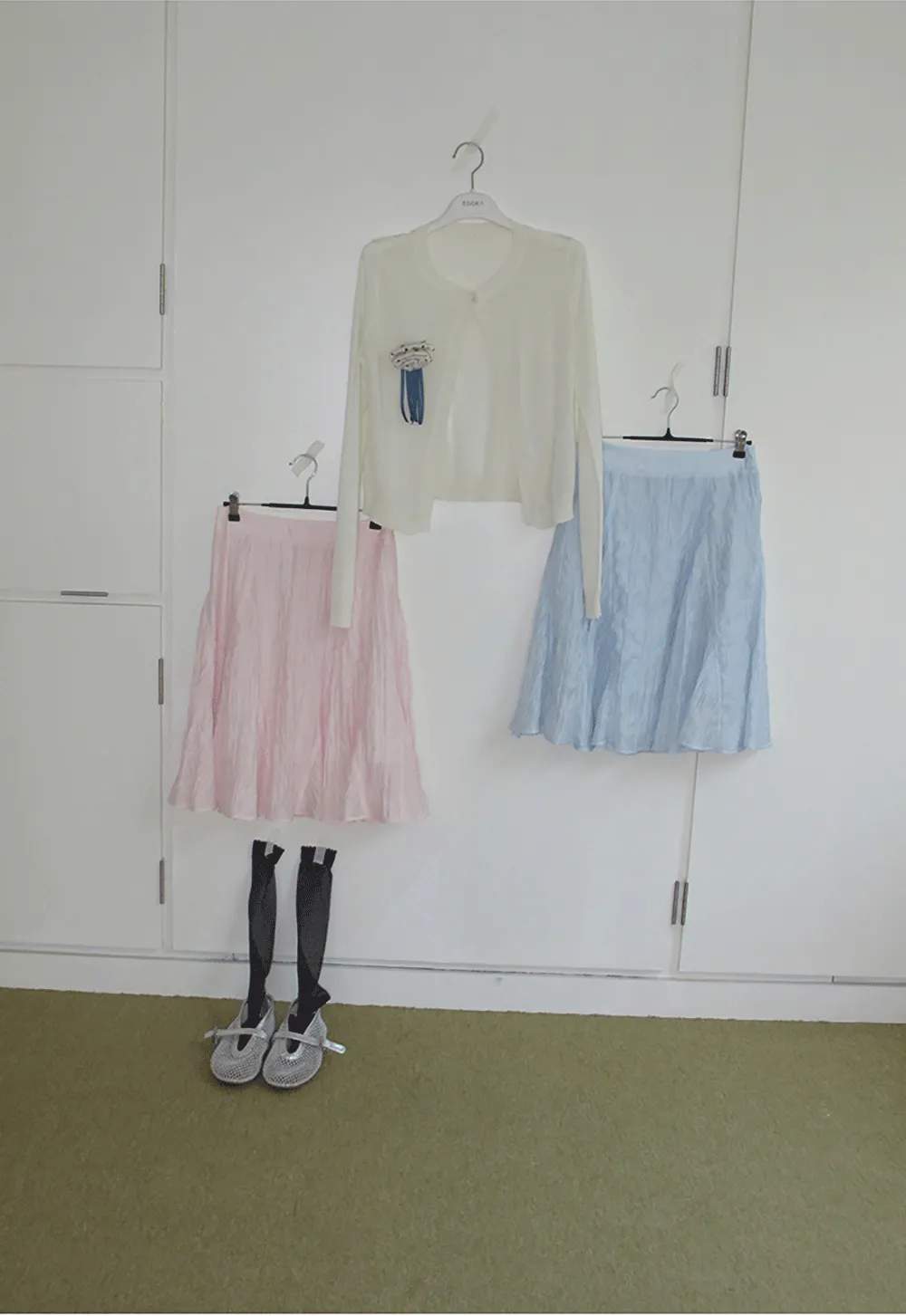 Crinkled Textured A Line Skirt
