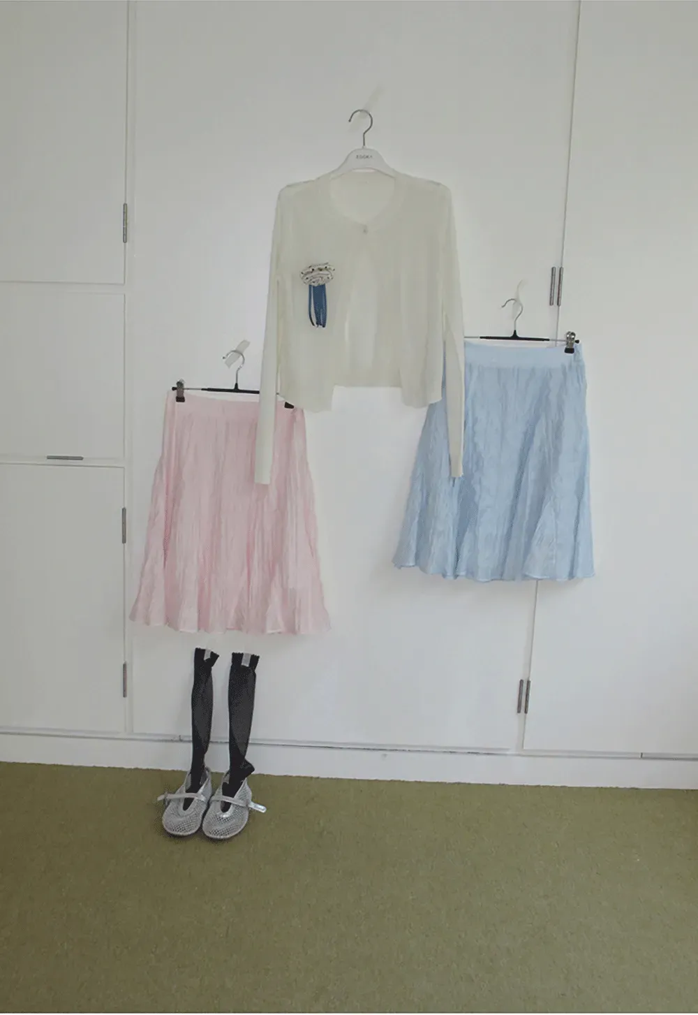 Crinkled Textured A Line Skirt