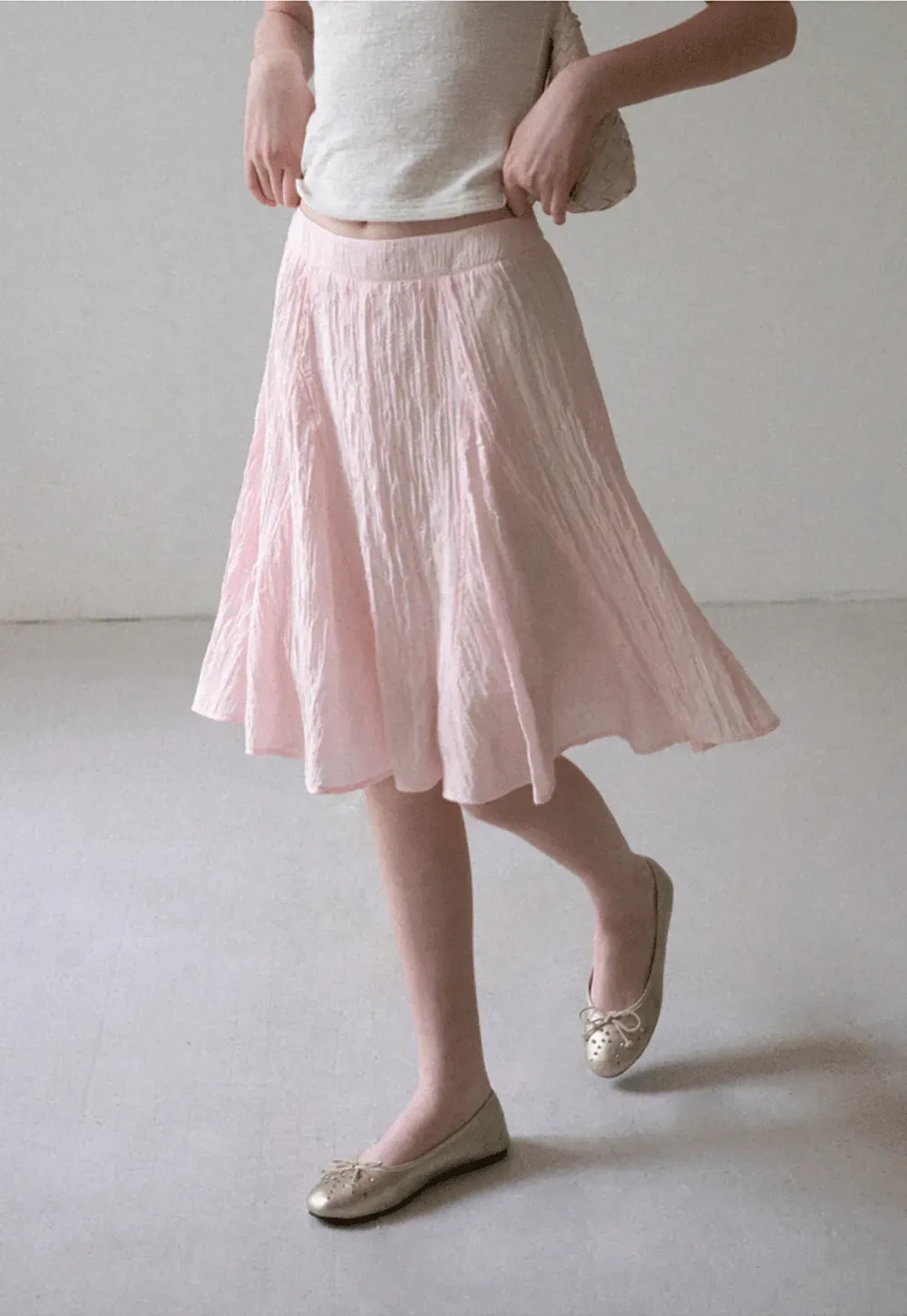 Crinkled Textured A Line Skirt