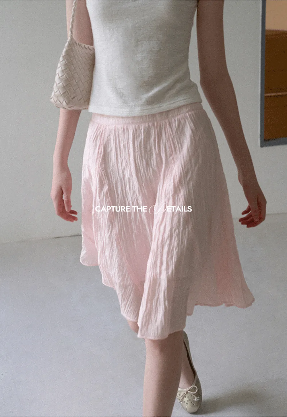 Crinkled Textured A Line Skirt