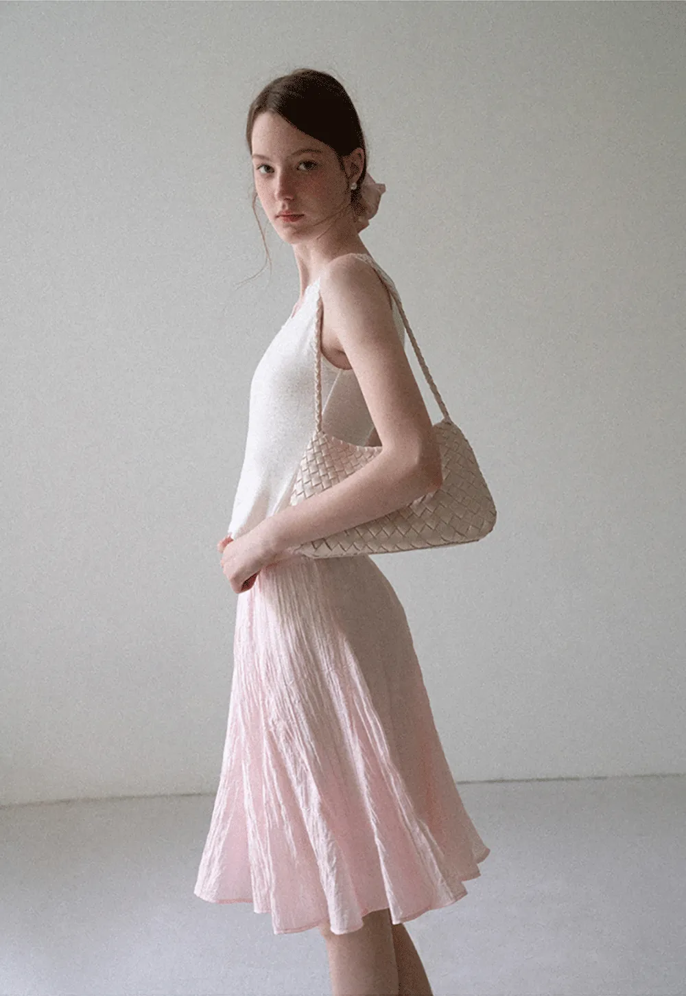 Crinkled Textured A Line Skirt