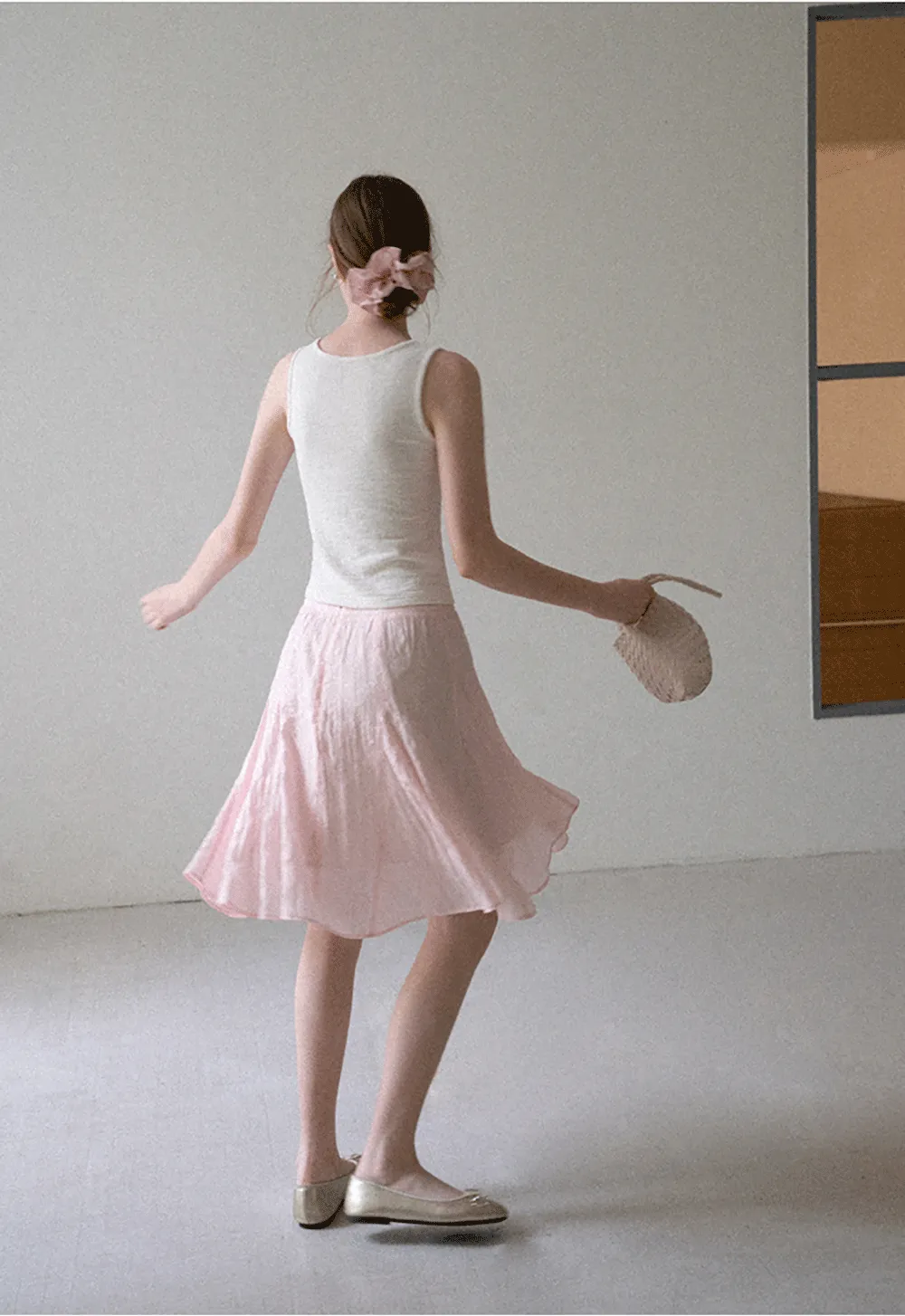 Crinkled Textured A Line Skirt