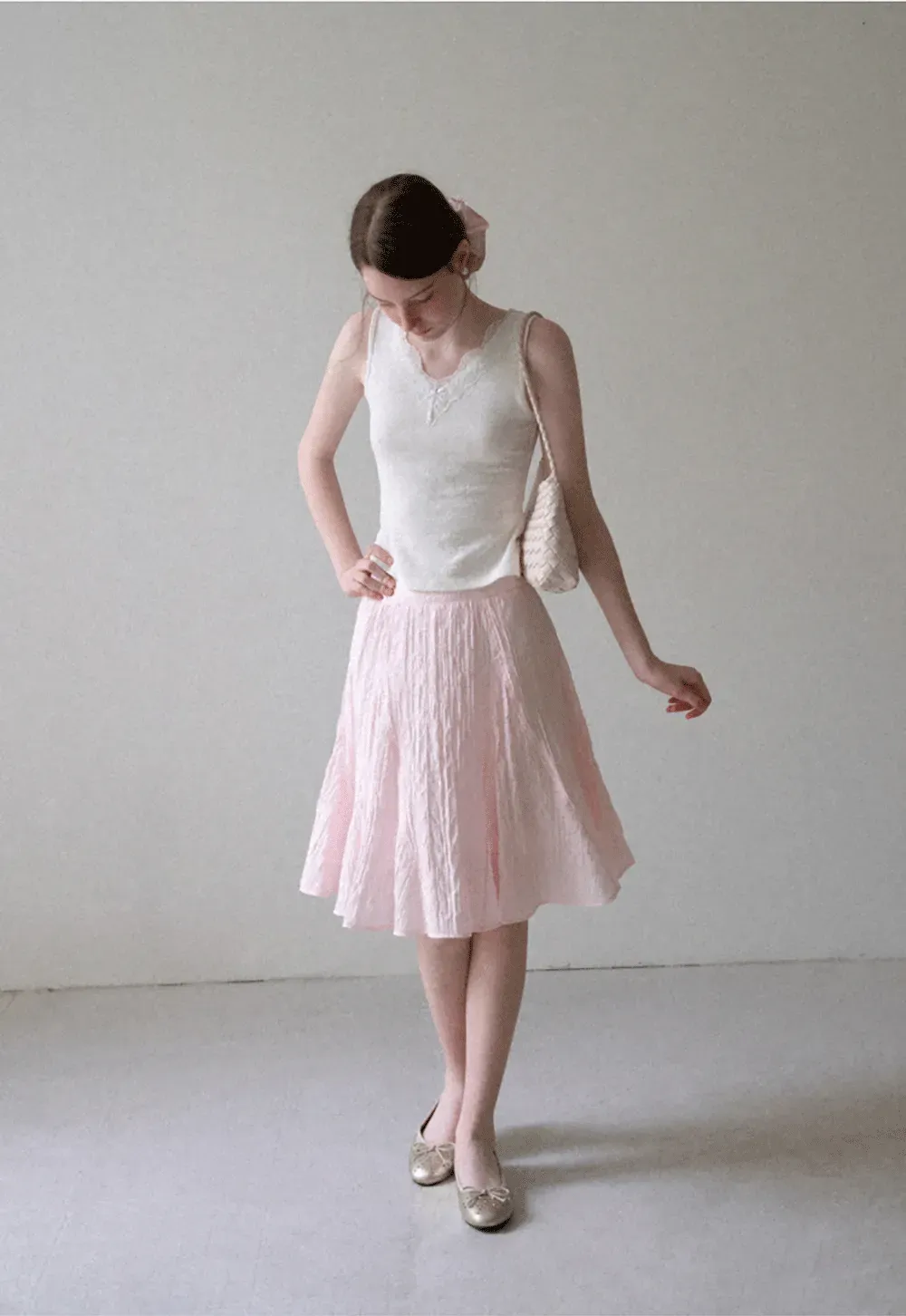 Crinkled Textured A Line Skirt