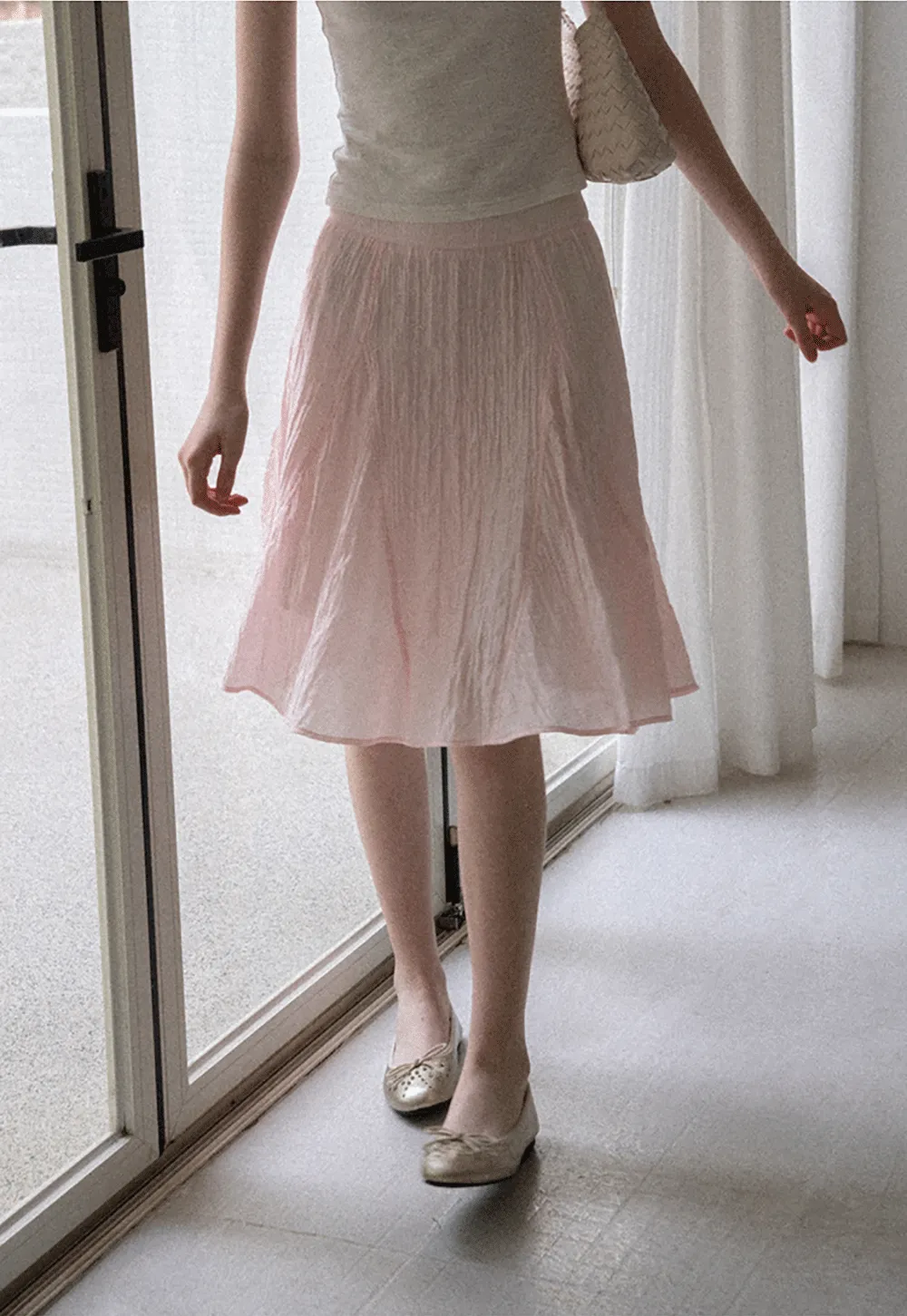 Crinkled Textured A Line Skirt