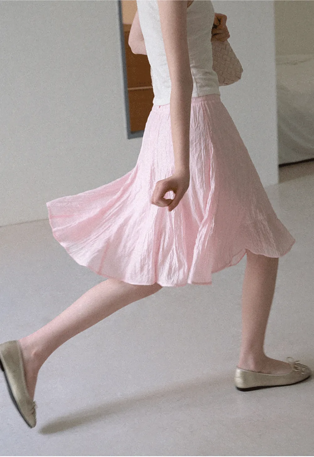 Crinkled Textured A Line Skirt