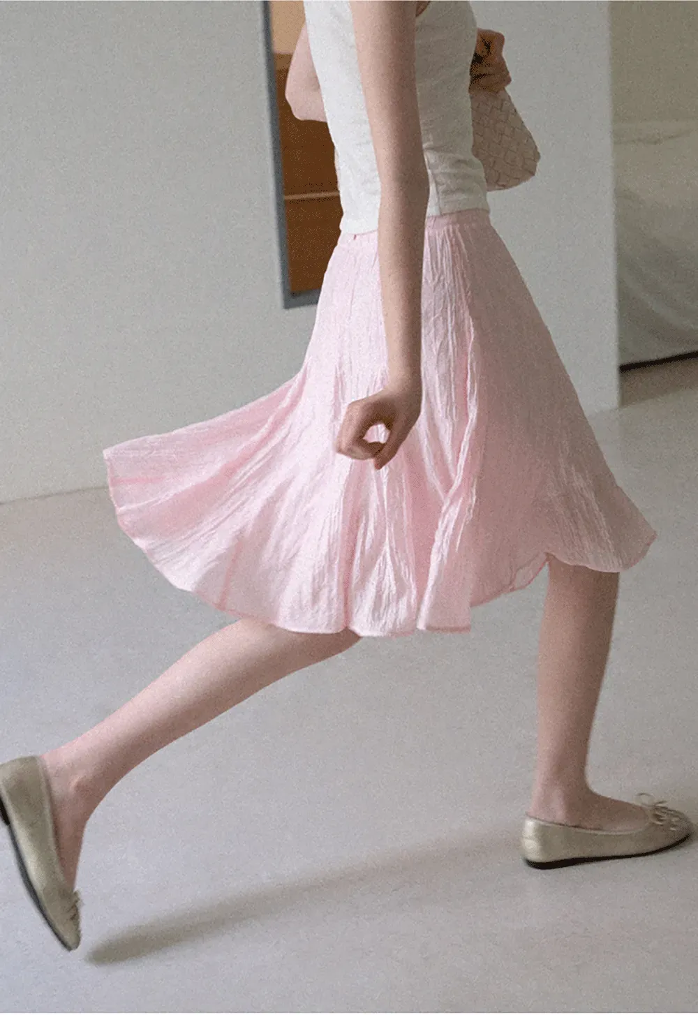 Crinkled Textured A Line Skirt