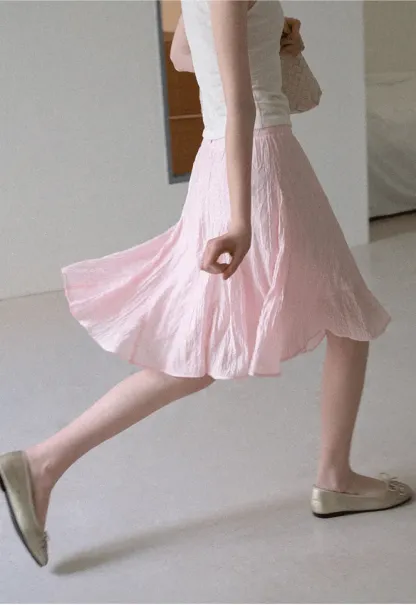 Crinkled Textured A Line Skirt