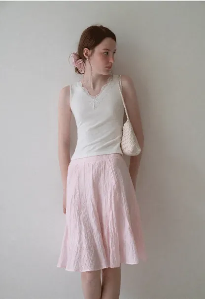 Crinkled Textured A Line Skirt