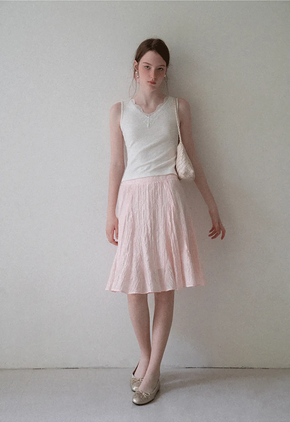 Crinkled Textured A Line Skirt