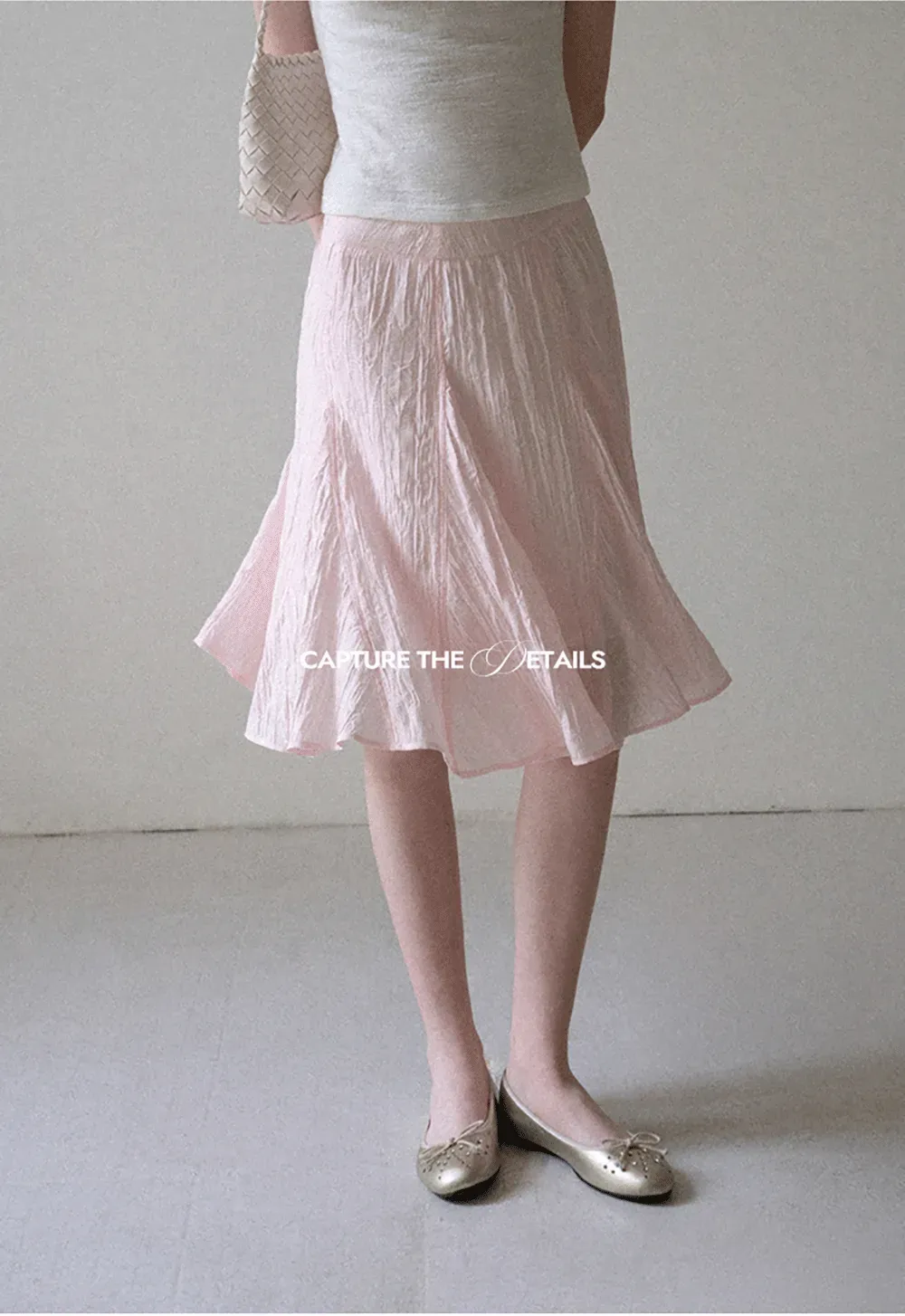 Crinkled Textured A Line Skirt