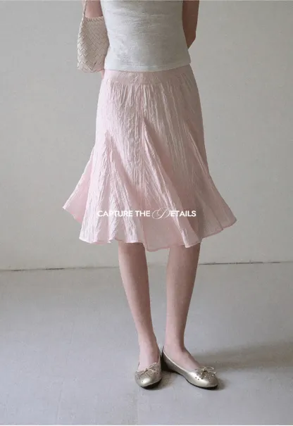 Crinkled Textured A Line Skirt