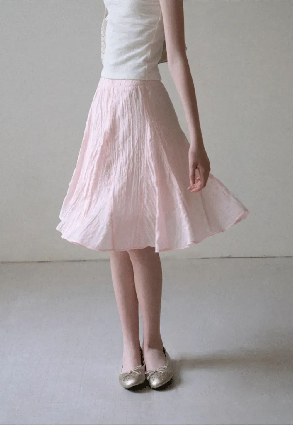 Crinkled Textured A Line Skirt