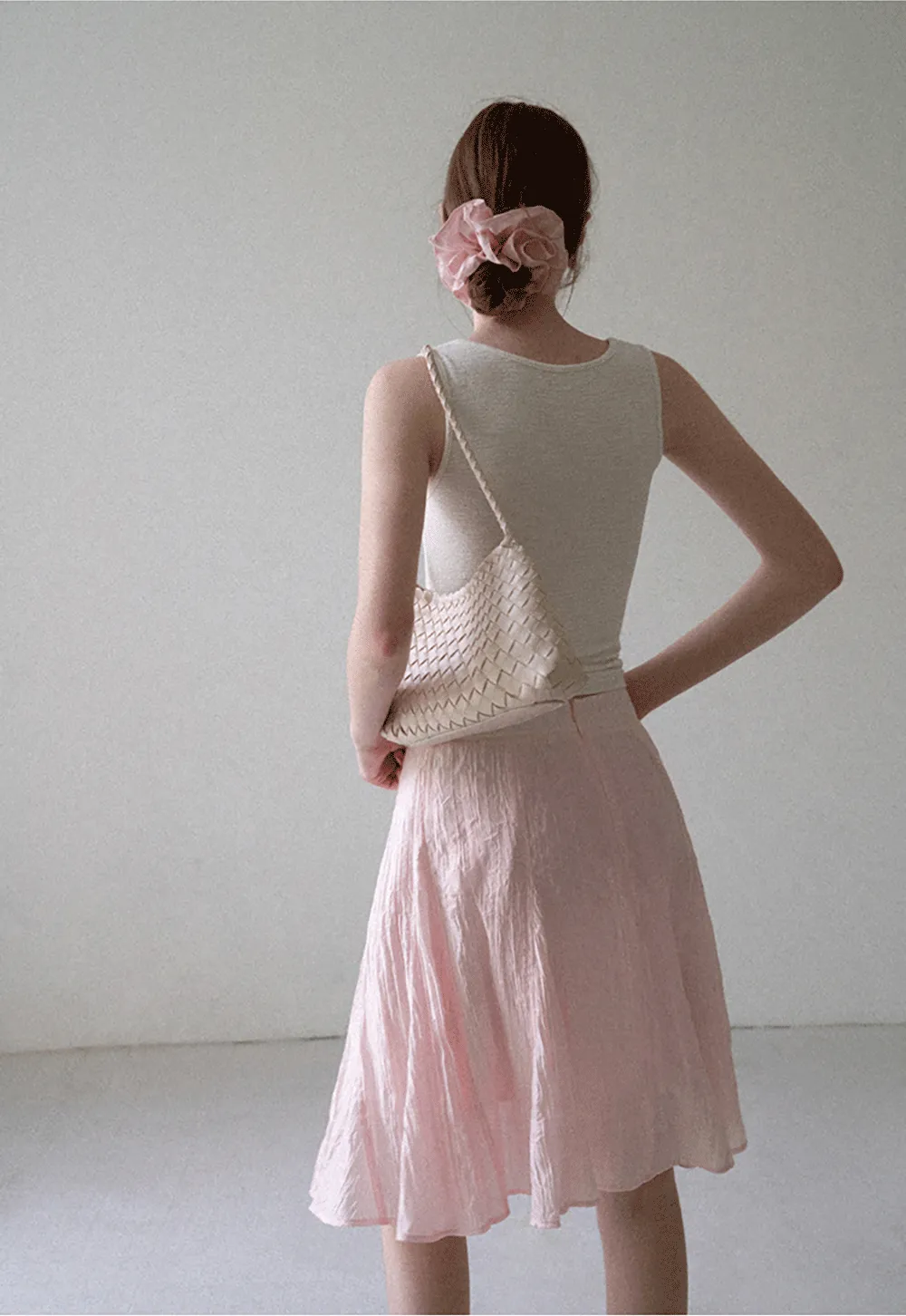 Crinkled Textured A Line Skirt