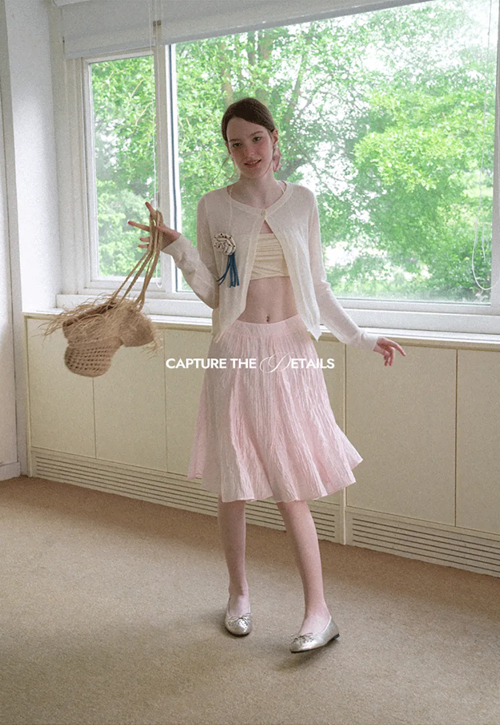 Crinkled Textured A Line Skirt