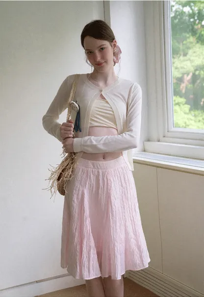 Crinkled Textured A Line Skirt