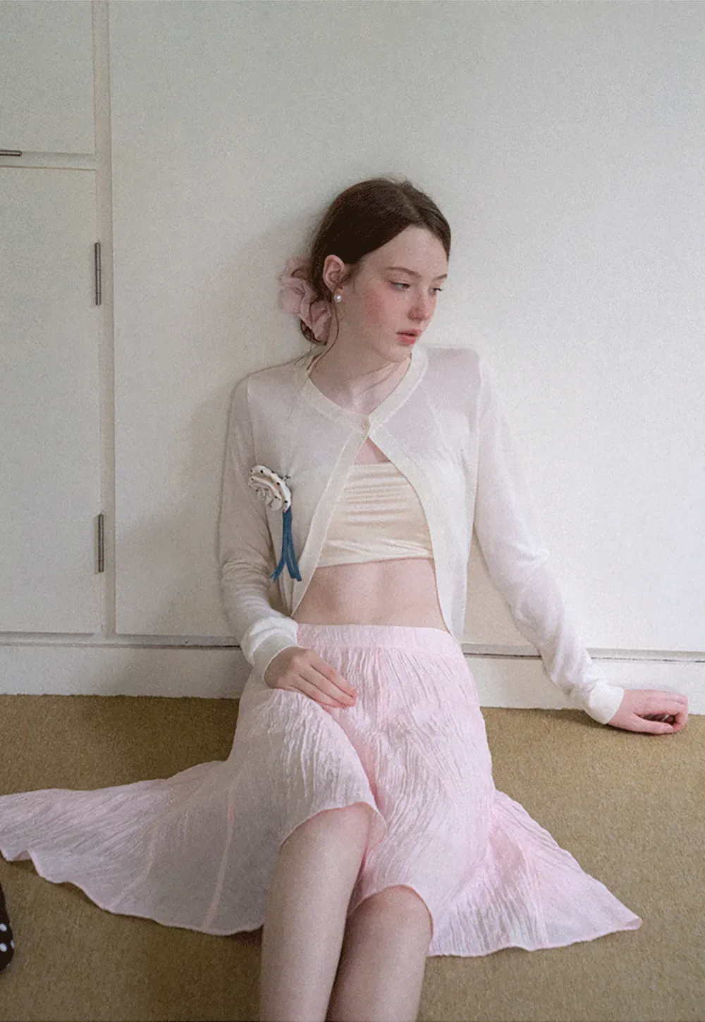 Crinkled Textured A Line Skirt