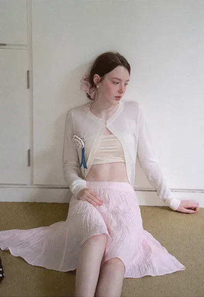 Crinkled Textured A Line Skirt