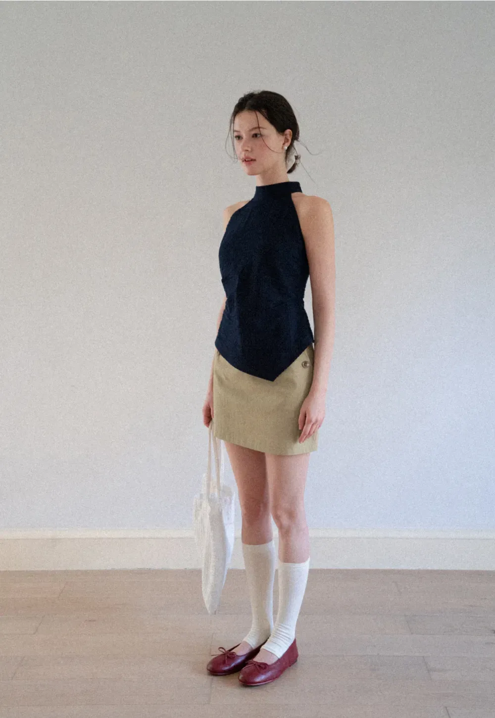 High Waist Mini Skirt with Front Button Detail
