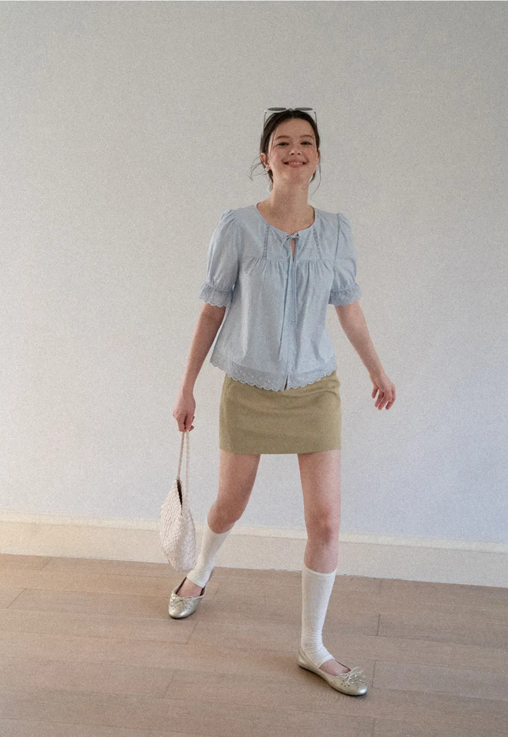 High Waist Mini Skirt with Front Button Detail