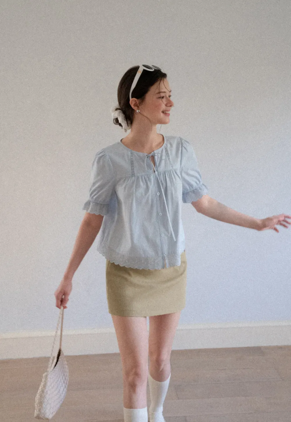 High Waist Mini Skirt with Front Button Detail