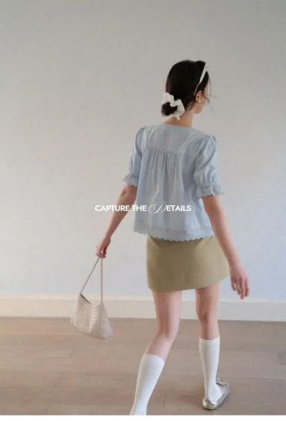 High Waist Mini Skirt with Front Button Detail