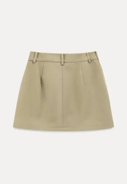 High Waist Mini Skirt with Front Button Detail