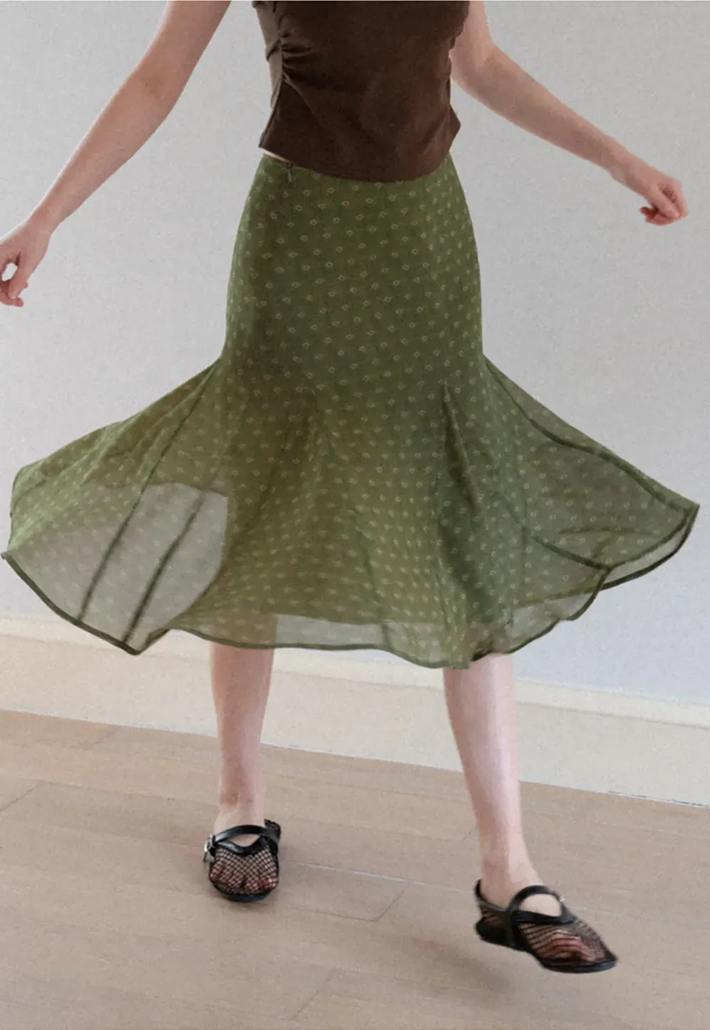 Printed Flared Midi Skirt