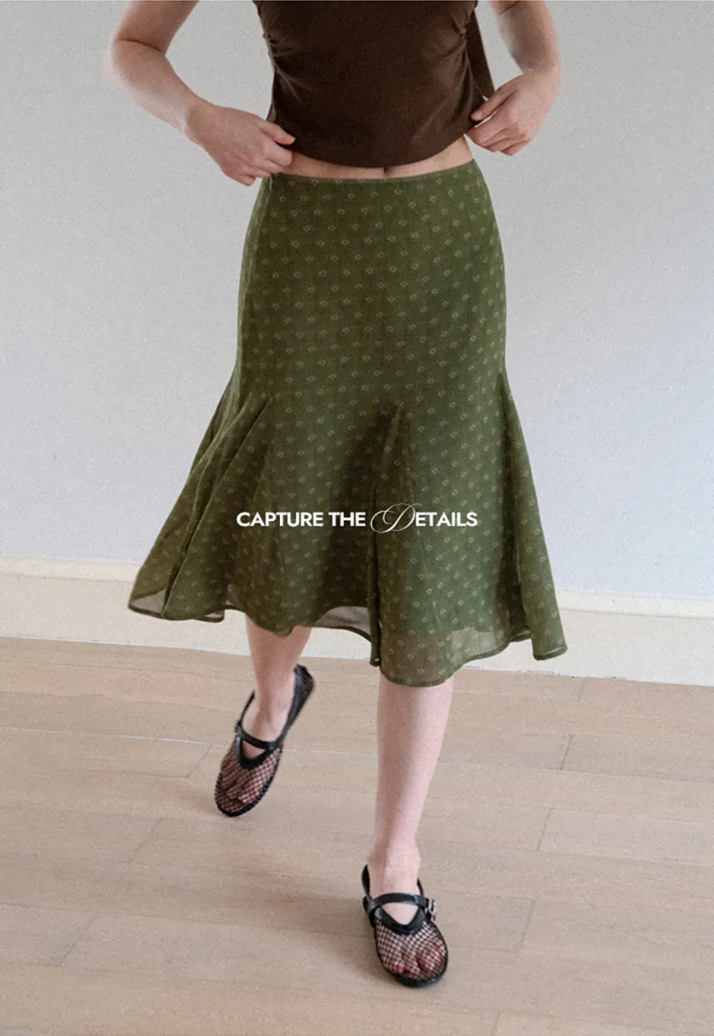 Printed Flared Midi Skirt