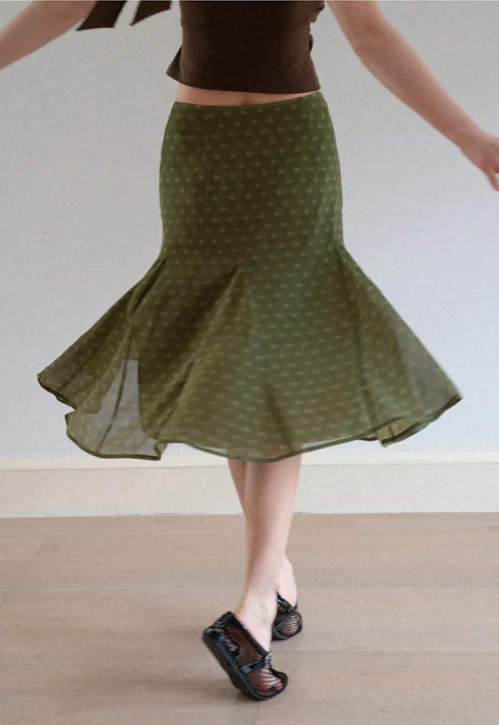 Printed Flared Midi Skirt