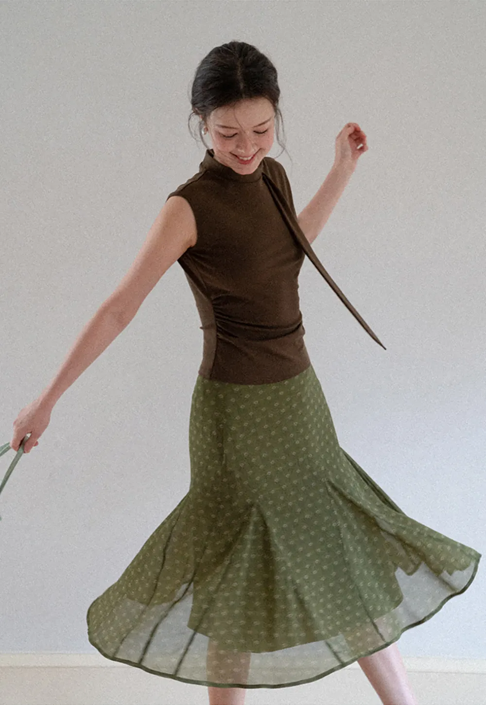 Printed Flared Midi Skirt