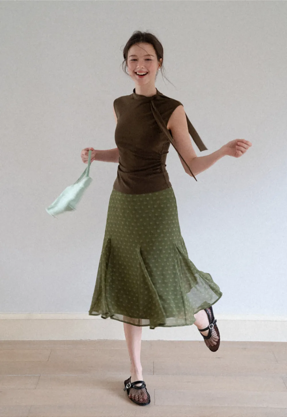 Printed Flared Midi Skirt